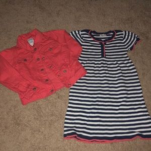 Little girls dress with matching jean jacket.